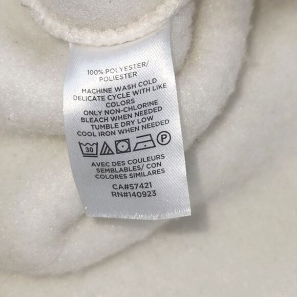 LOFT Sweatshirt Size Medium Womens Ivory White Crewneck Fuzzy Fleece Faux Sherpa - Picture 6 of 6